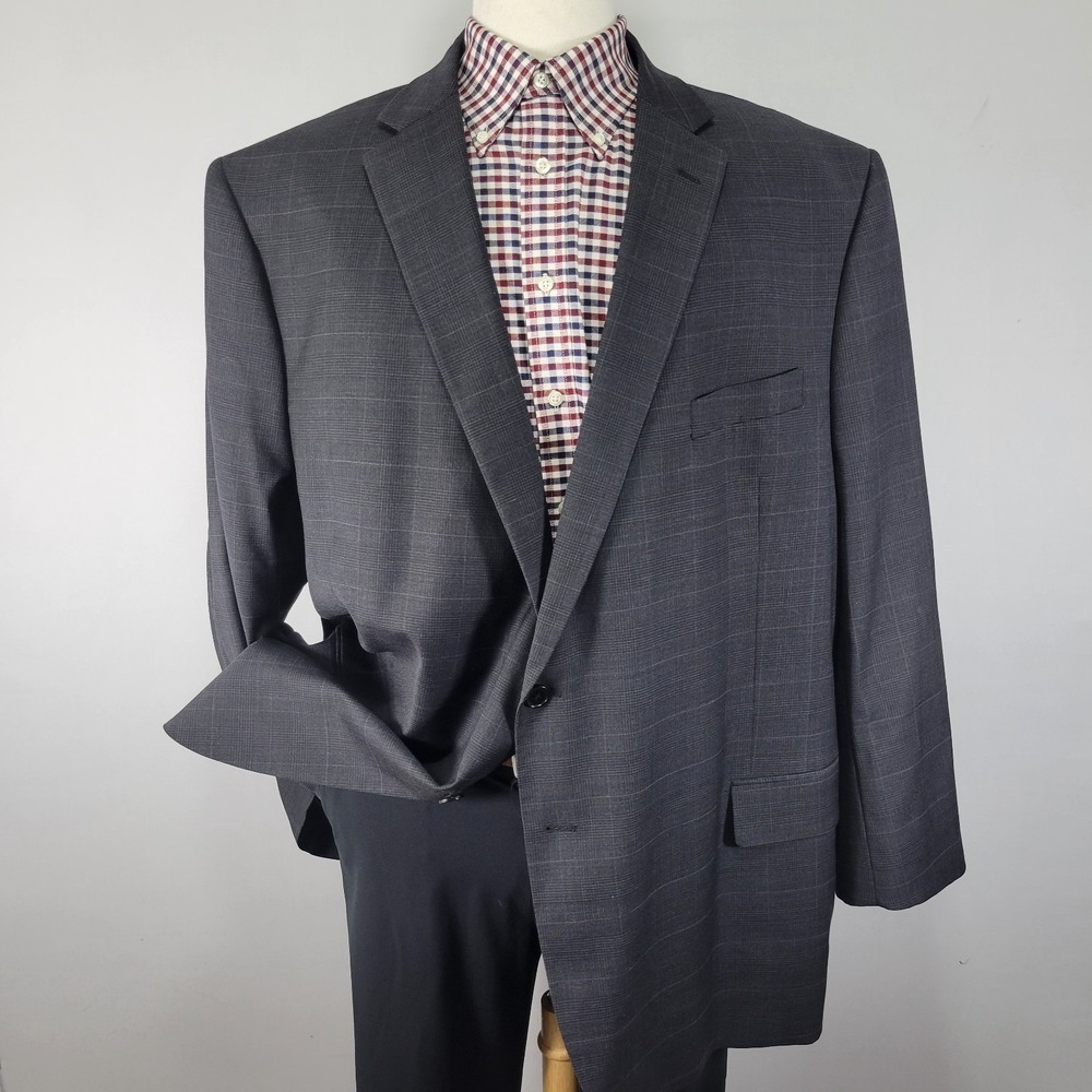Linea Uomo Men's Sport‎ Coat Blazer Charcoal Performance Stretch Wool Size 54R